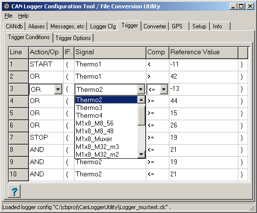 Definition of trigger conditions for MKT-View II