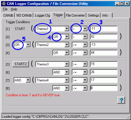 Screenshot Trigger-Bedingungen