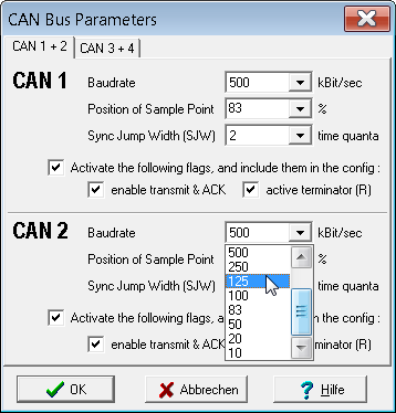 Screenshot 'CAN Bit Timing Parameters' (dialog)