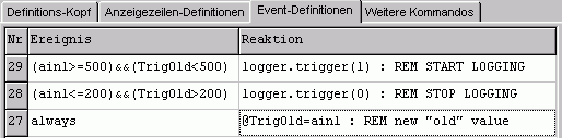 Screenshot "Analog Trigger" for the CAN logger