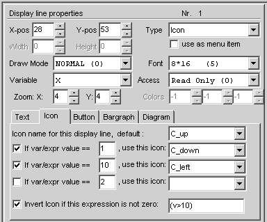 (screenshot of the 'proprties' of a display line with an icon)