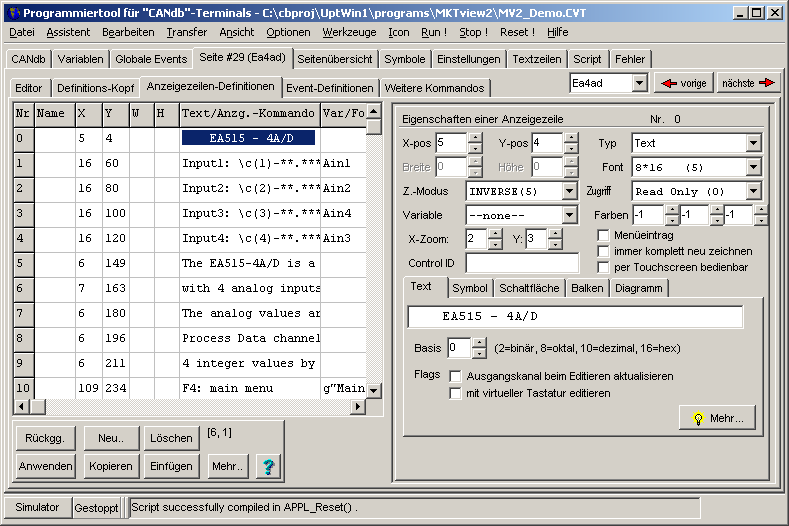 screenshot Display Page Definitions