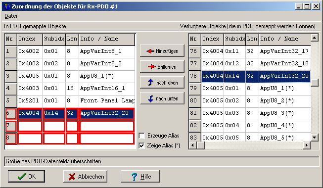 Screenshot PDO Mapping Dialog