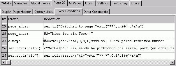 Some event definitions from "ser_test.cvt"